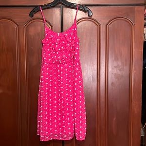 Sapphire Girl Pink With White Polka Dot Ruffled Top Sun Dress Size 16 Juniors